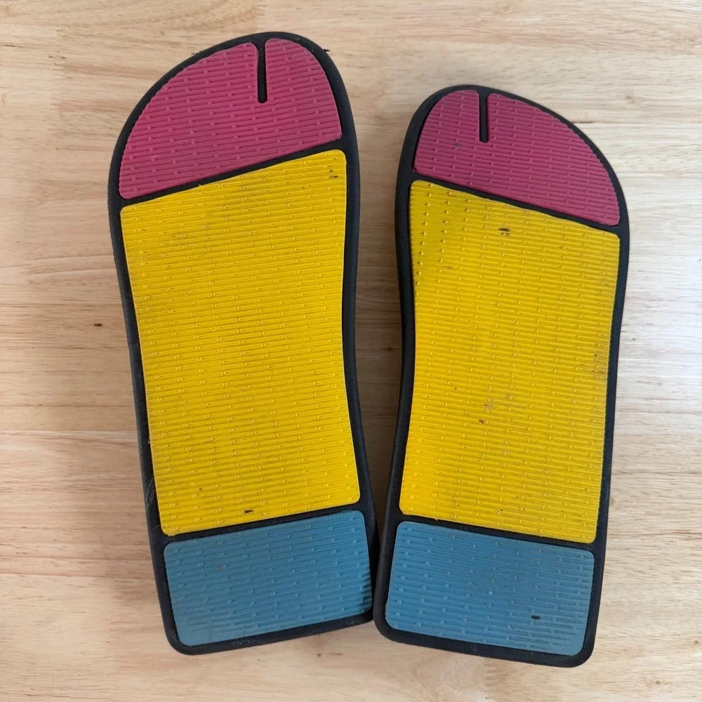 Havaianas Tradi Zori Thong Sandals Men's Blue Yellow Slip-On Comfort - 8